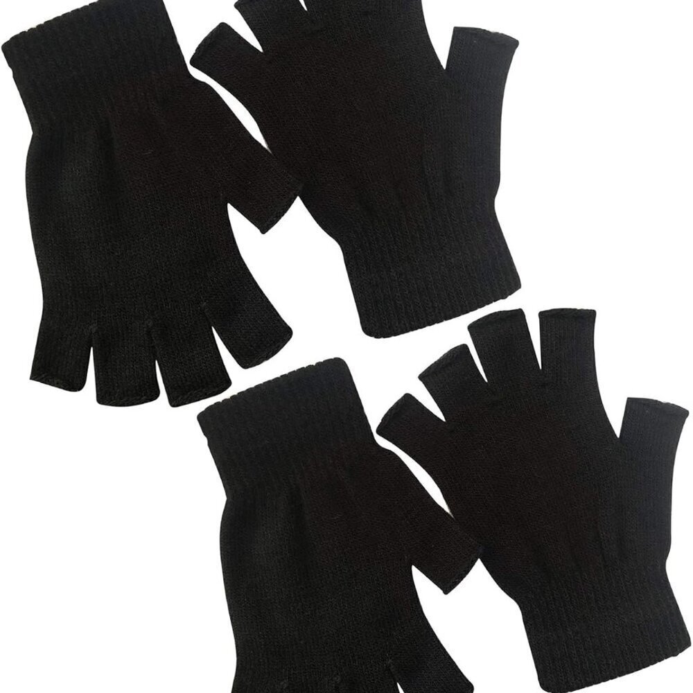 Cozy Half Finger Gloves 2 Pair Knit Touchscreen Winter